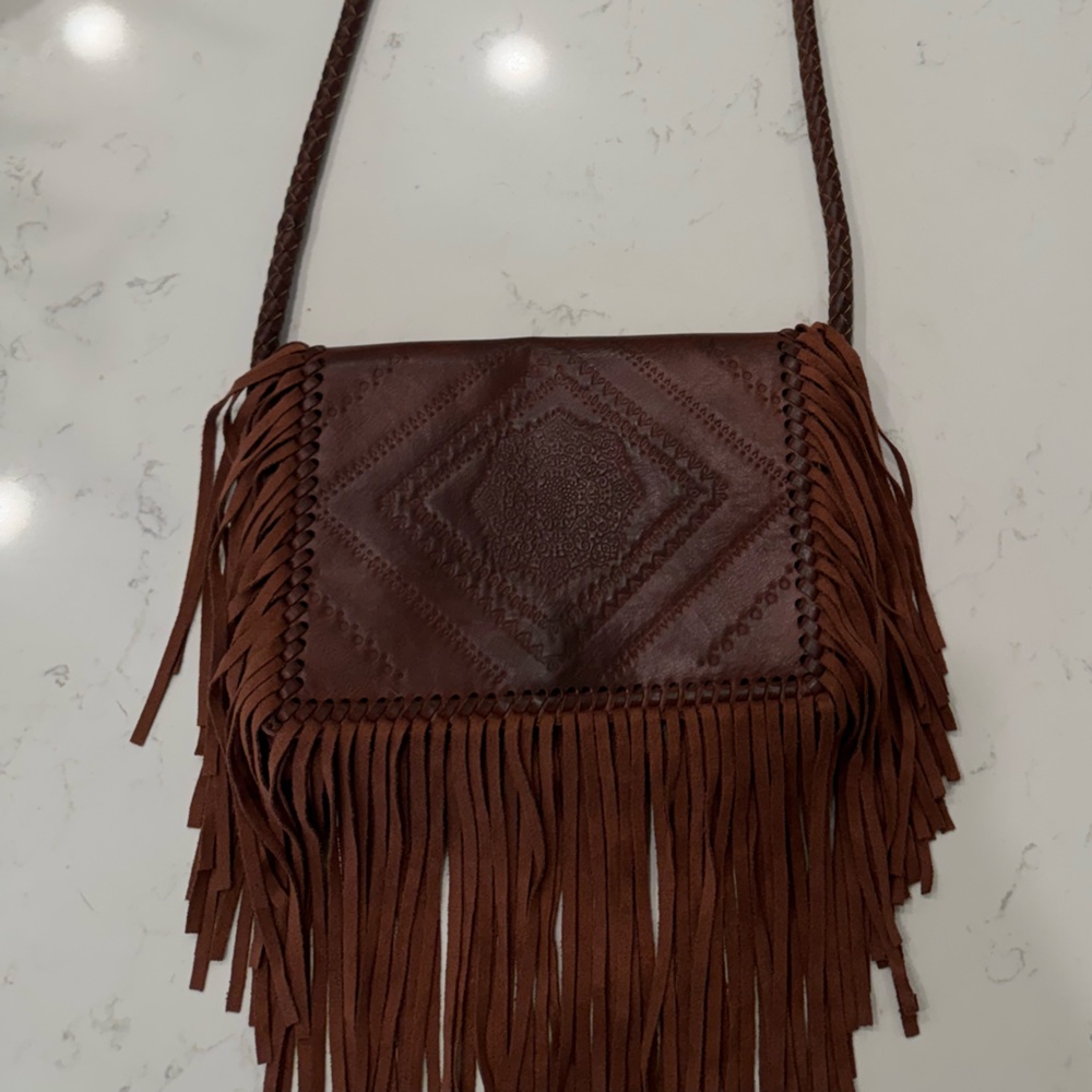 BCBGeneration faux leather fringe crossbody bag